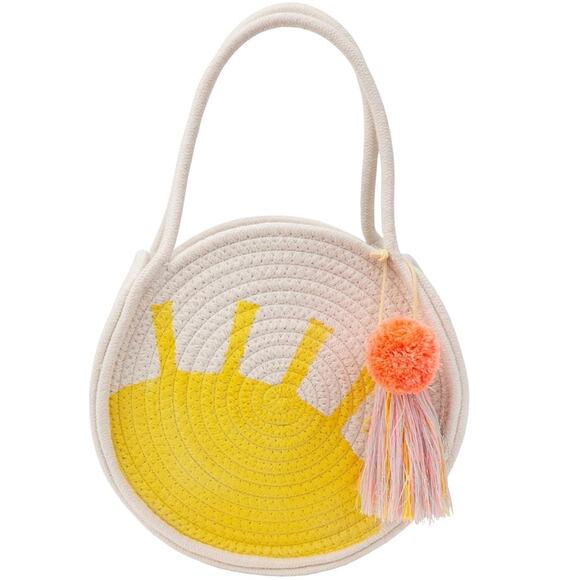 Meri Meri NEW Sun Style Woven Rope Hand Bag Tassel Pom Kids Youth Girl Gift NWT - Picture 1 of 12